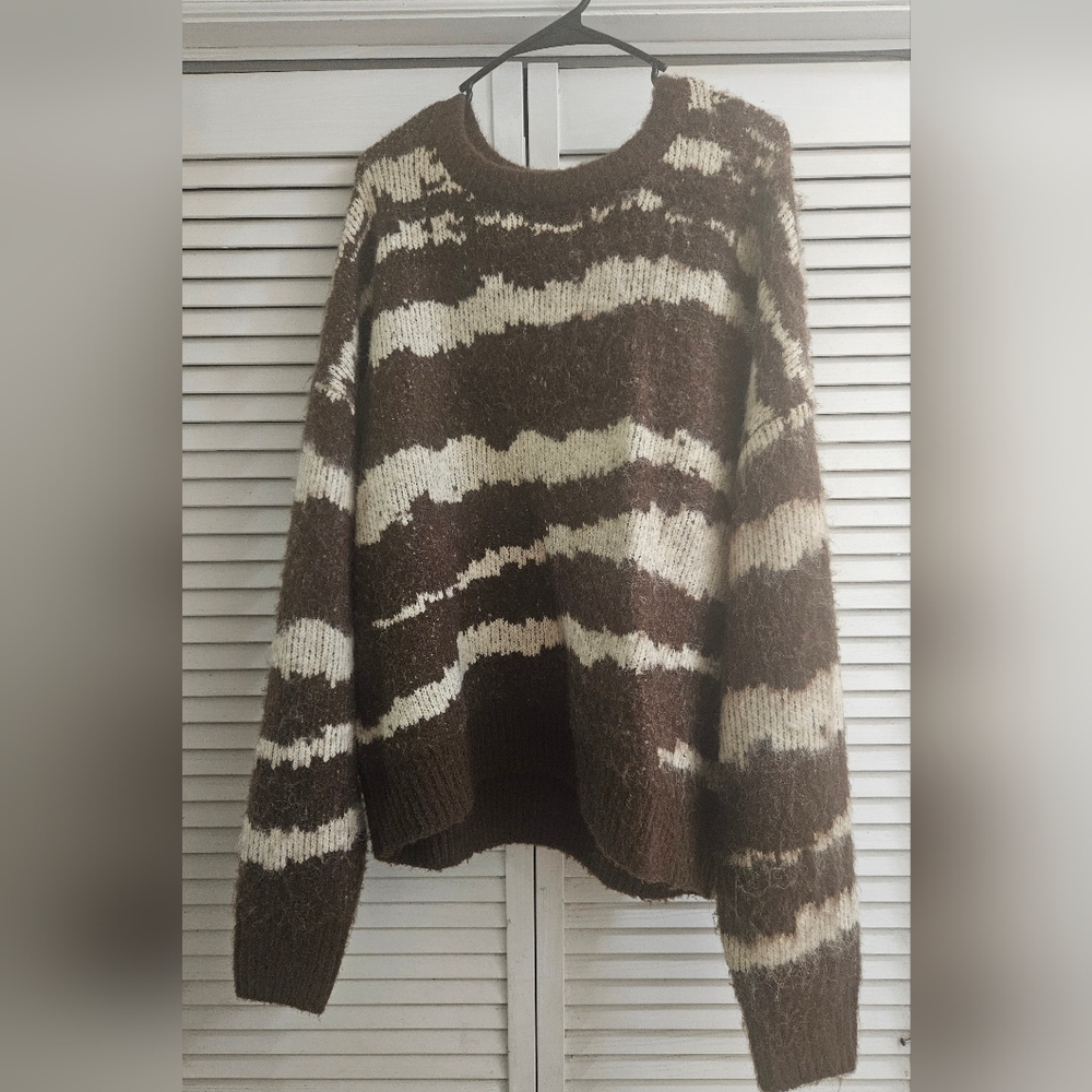 Nova Men sweater long sleeve cream and brown size medium